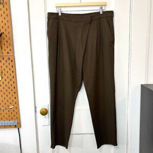 NWT Zara Women's Asymmetrical front Pleated Dark Olive Green Dress Pants, XL